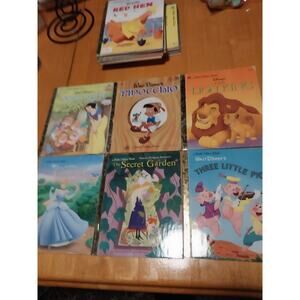 Disney Little Golden Books Lot Snow White Pinocchio Cinderella Three Little Pigs